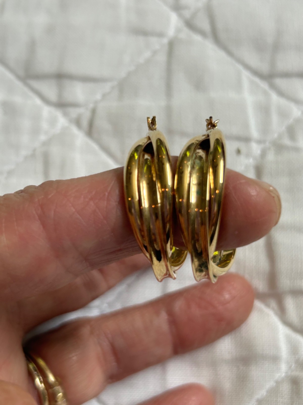 Gold Plated Twisted Metal 1.5 Inch Hoop Earrings