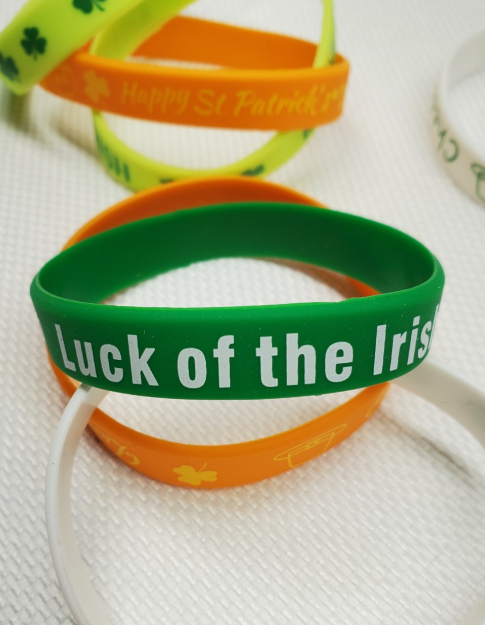 7 pcs St. Patrick’s Day Bracelets Silicone Wristband Irish Multicolor Lucky NEW