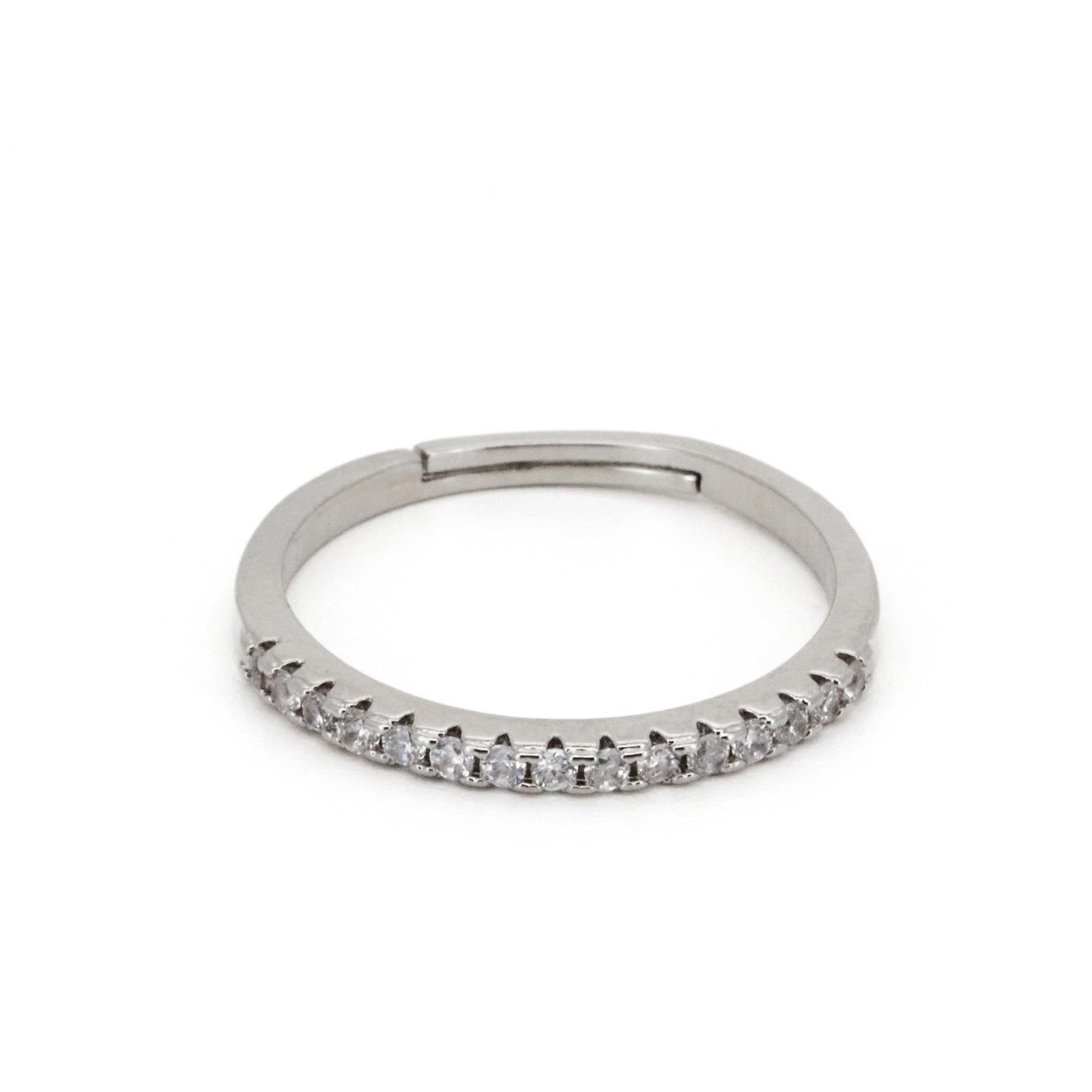 Warm Fortune Half Eternity Stackable Ring, Adjustable 18K Gold Plated CZ Wedding