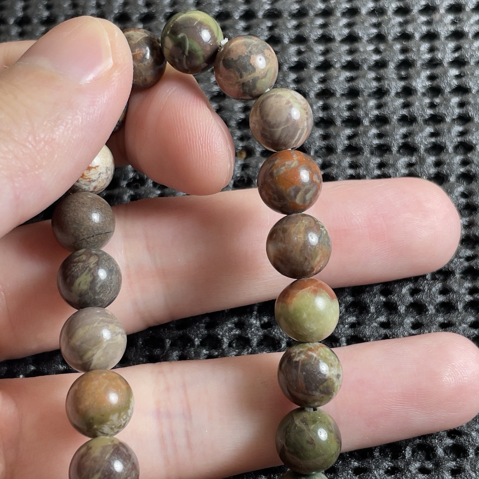 8mm Rainforest Agate Natural Gemstone Bracelet Stretchy Minimalist Jewelry