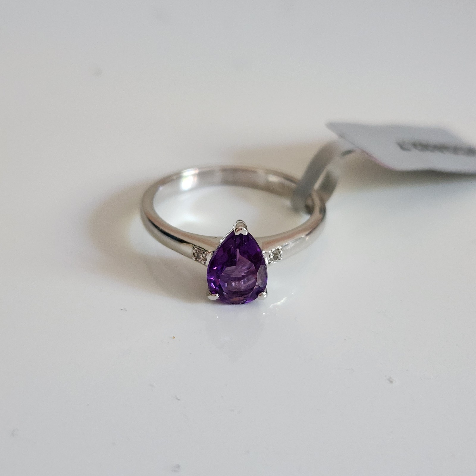 Zambian Amethyst Ring with White Zircon in Sterling Silver 1.05cts