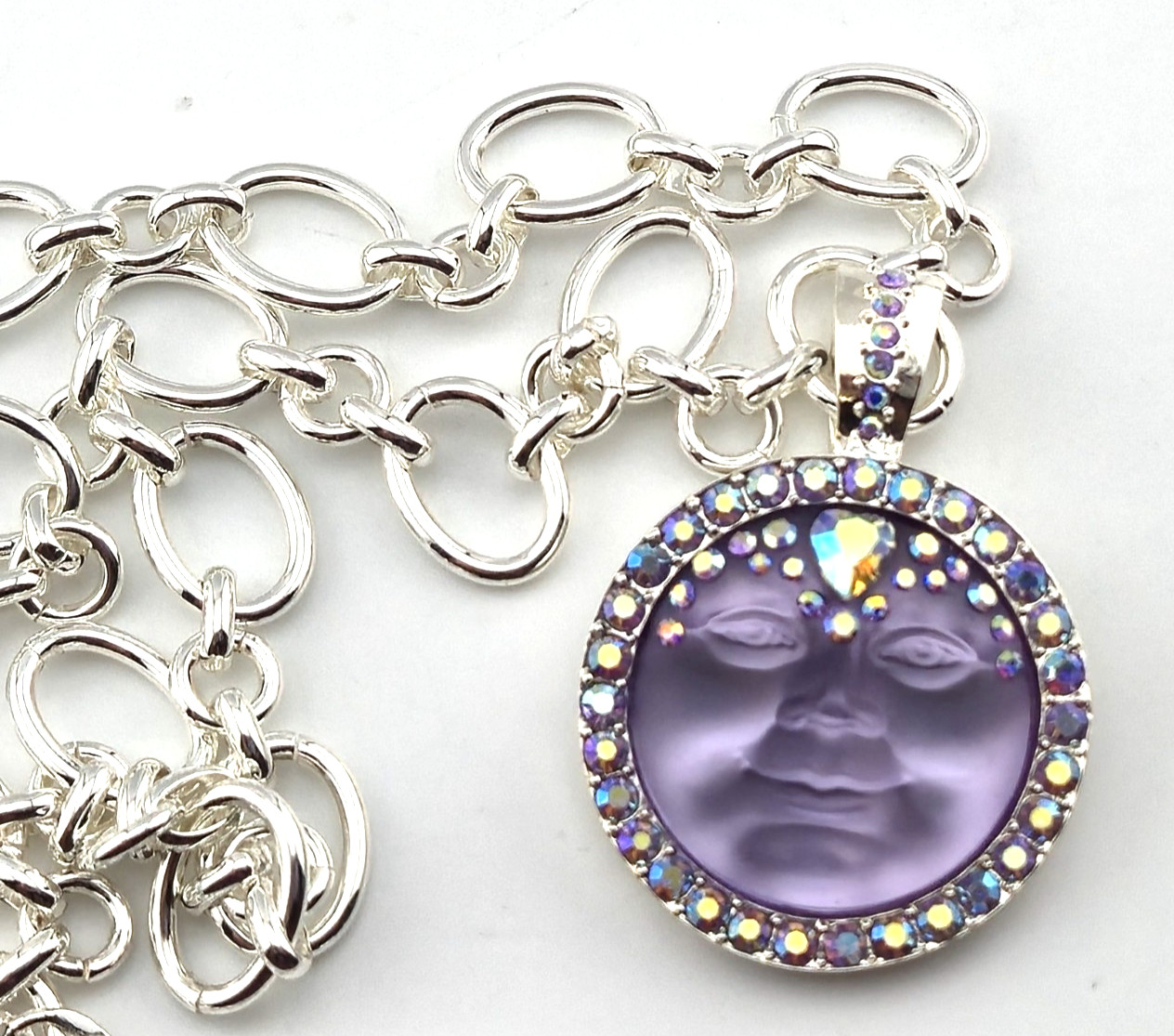Kirks Folly Sweetheart 25MM Fold Over Pendant ST Violet & Oval Diva Necklace #27