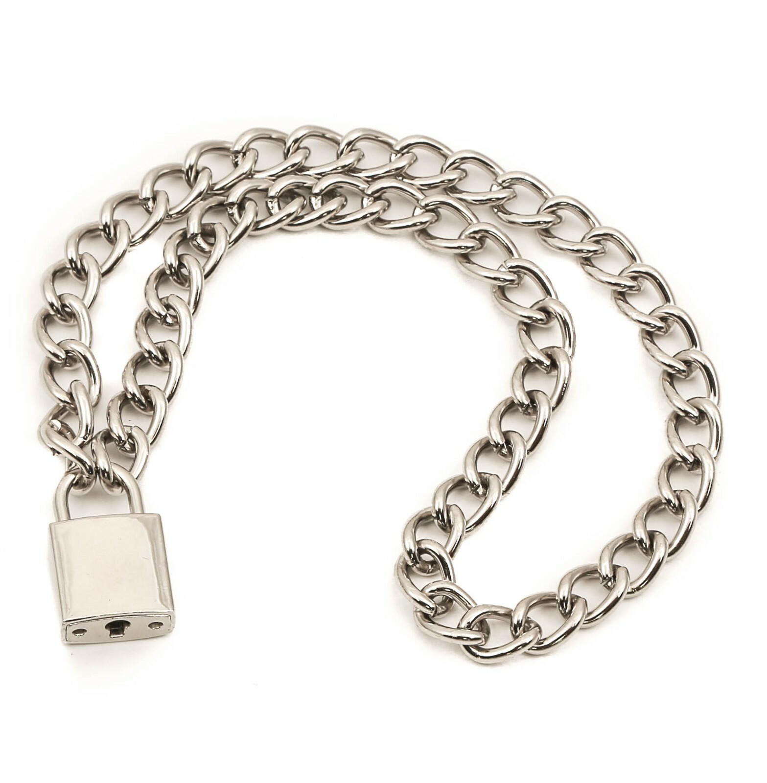 Silver Padlock Regular Chain Sid Vicious Style Pendant Punk Goth Thrash Metal
