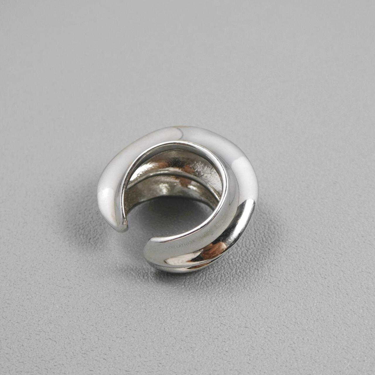 SINGLE Modernist Sculptural Curves Sterling Silver Earring Ear Cuff Non Piercing