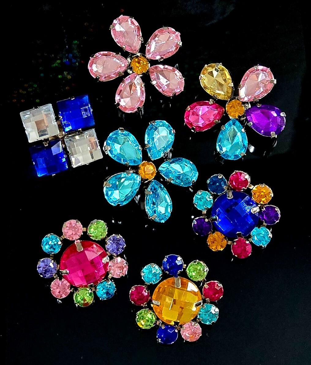 Brooch Lot Mixed Flower Colorful Multi Sample Lot 12 pcs Mix