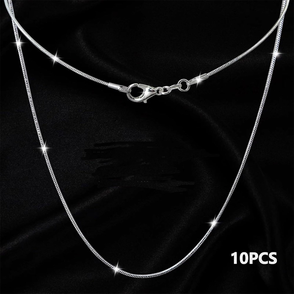 10PCS Wholesale 925 Silver 1MM 16-24inch Snake Chain Necklace Jewelry