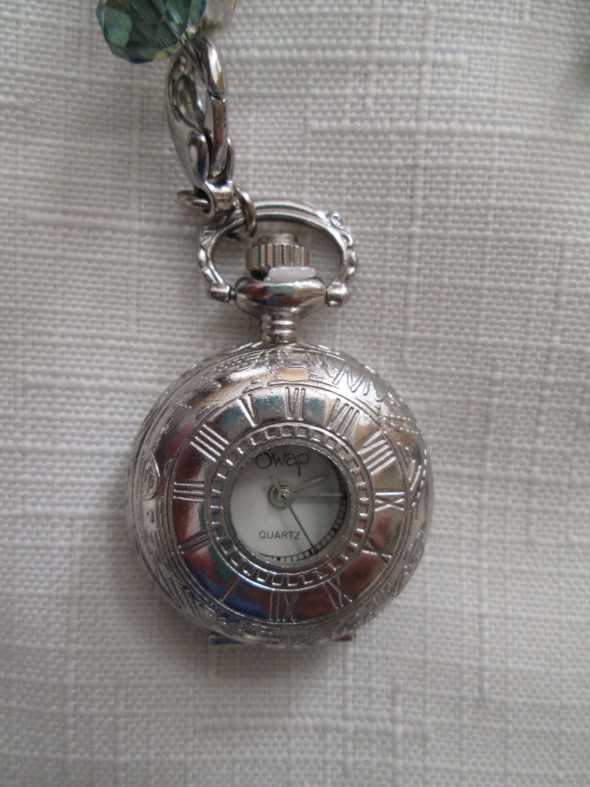 ART BY AMY LABBE UNIQUE BEADED WATCH CLOCK NECKLACE
