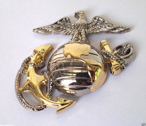 USMC EMBLEM Left Gold-Silver (LARGE 1-5/8″) US MARINES Military Pin