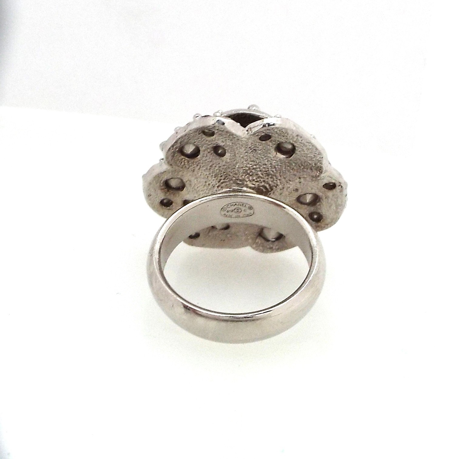 CHANEL – Coco Mark Camellia Flower Ring – Swarovski Crystals – Size 6 3/4 ~#0027