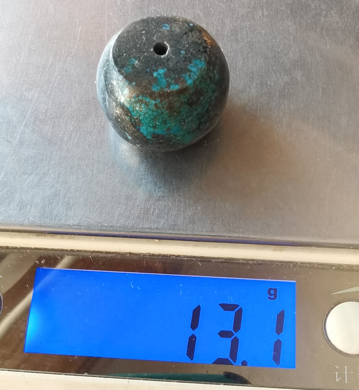 13.1g,barrel tube Genuine natural brown blue Hubei Turquoise stone pendant loose