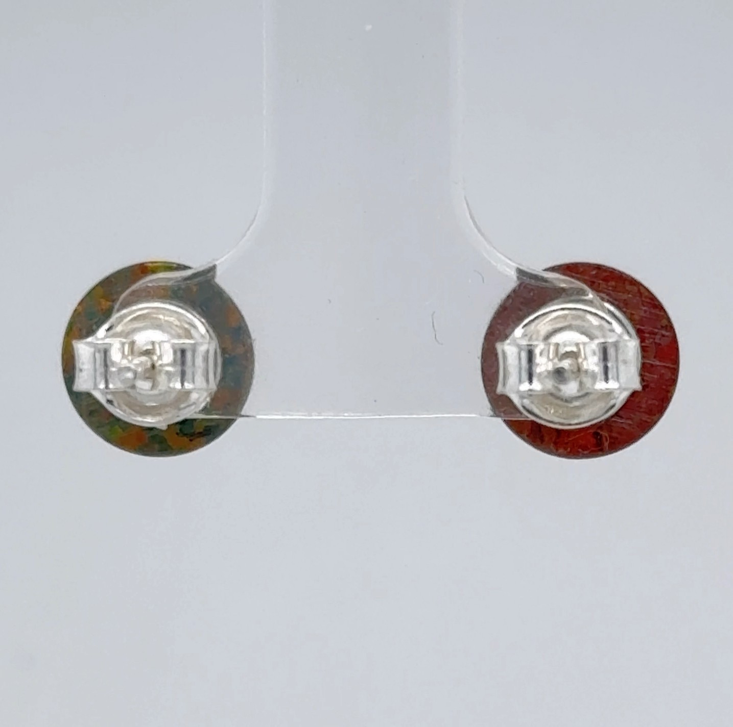 Multicolor Green Red FIRE OPAL Round Post Stud Earrings 925 STERLING SILVER 305e