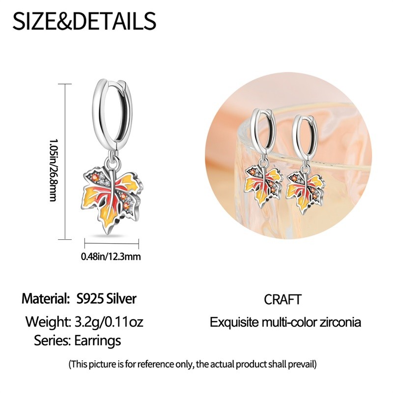 PANDACH 925 Sterling Silver Dainty Maple Leaf Drop Earrings For Women Jewelry
