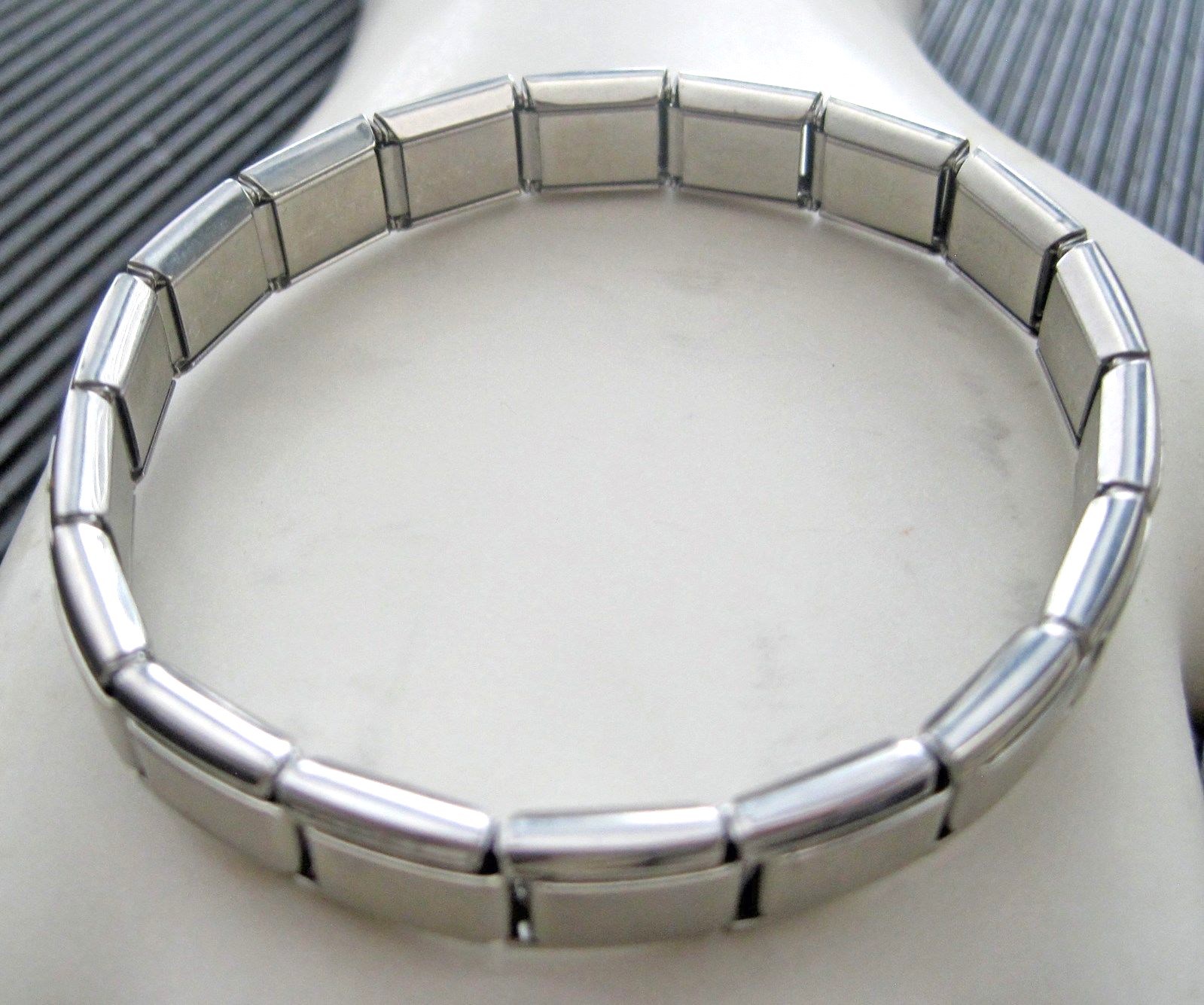 Italian Modular Charm 9mm Links Matte Stainless Steel Bracelet Made in Italy