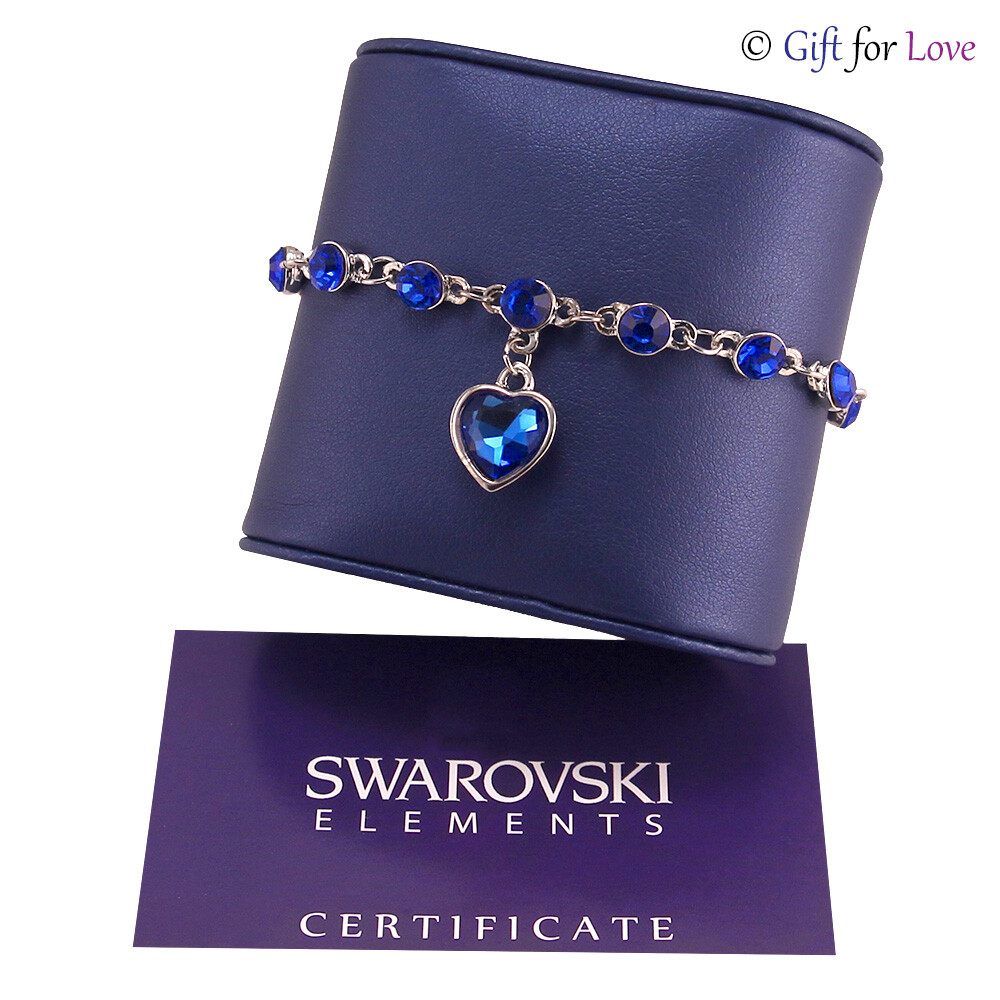 Bracciale donna argento Swarovski Elements originale G4Love cristalli cuore blu