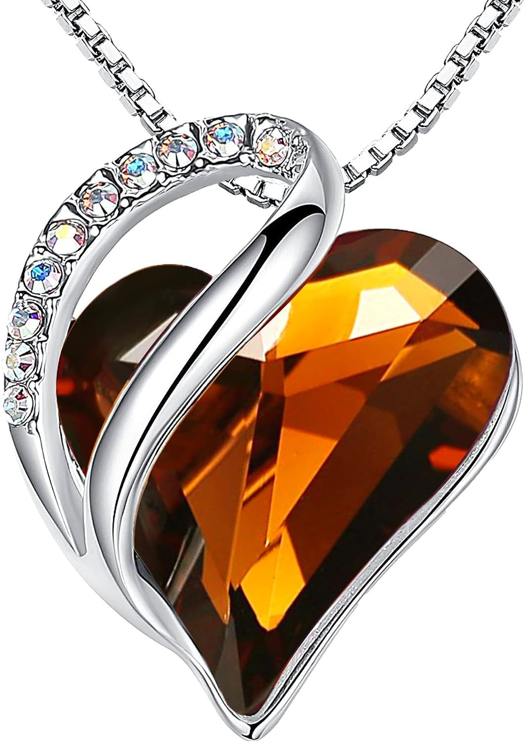 Leafael Gift Necklaces for Women, Infinity Love Birthstone Heart Crystal Pendant