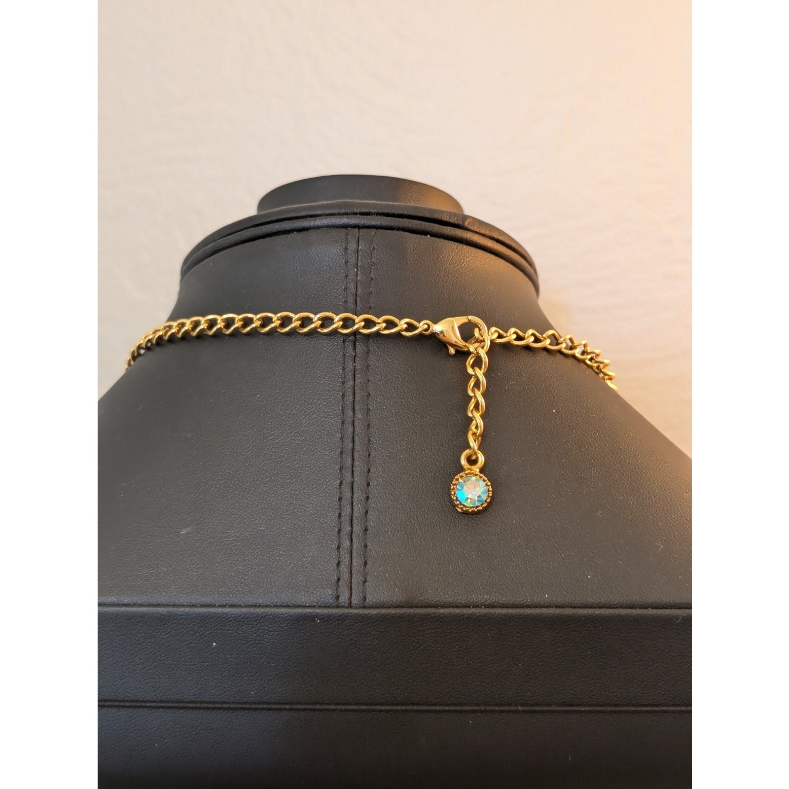 Authentic Cara Blue AB Crystal Gold Tone Pendant 16″ – 20.5″ Necklace