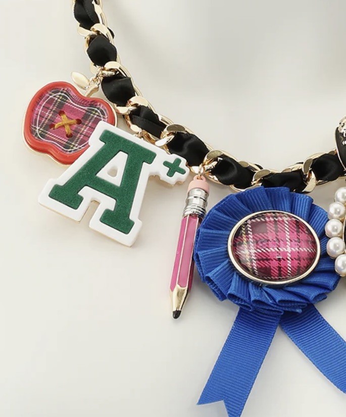 Betsey Johnson 🍎BEST IN CLASS🎓 Charm Statement Necklace NWT