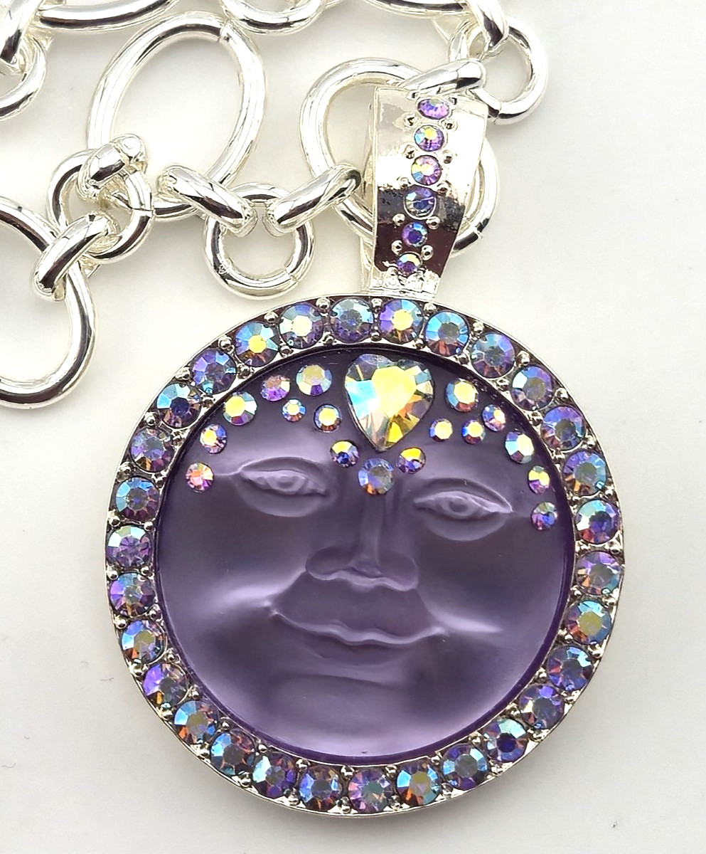 Kirks Folly Sweetheart 25MM Fold Over Pendant ST Violet & Oval Diva Necklace #27