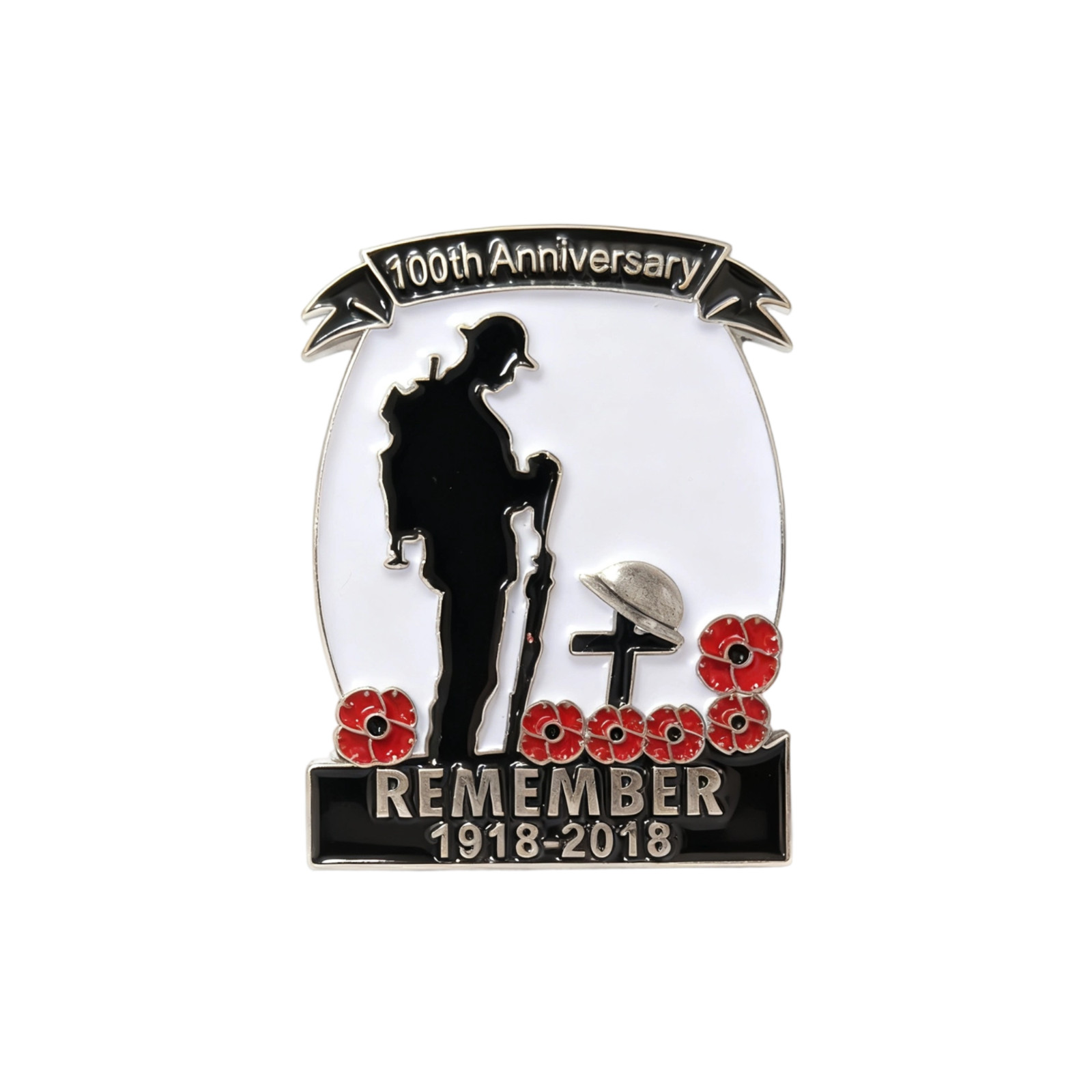 2 x 1918-2018 Red Poppy Enamel Pin Badge Brooch Veteran Memorial Day WW1