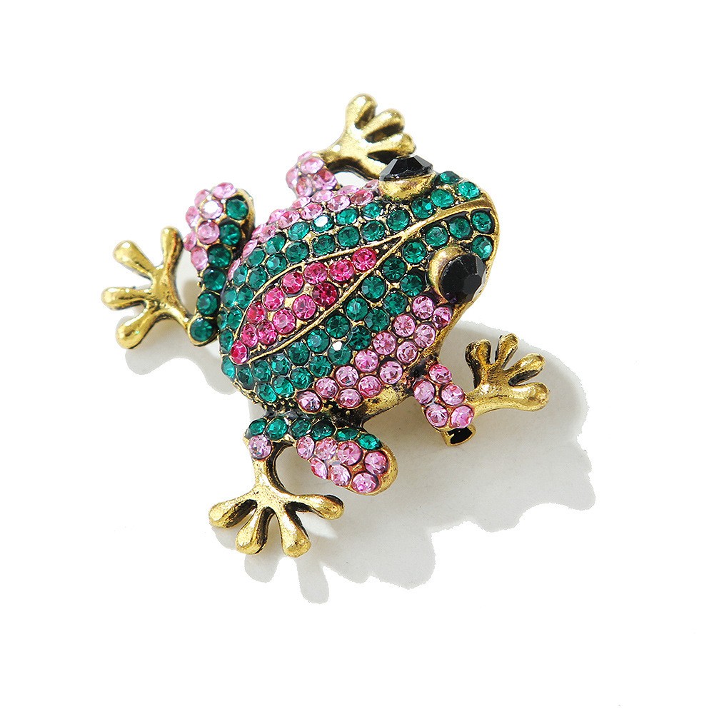 2 Pcs Vintage-style Frog Brooches, Sparkling Rhinestone-zinc Alloy Animal Pins.