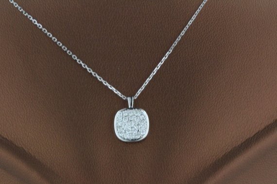 Round Cut Simulated Diamond Fancy Women’s Pendant Chain In 14k White Gold Plated