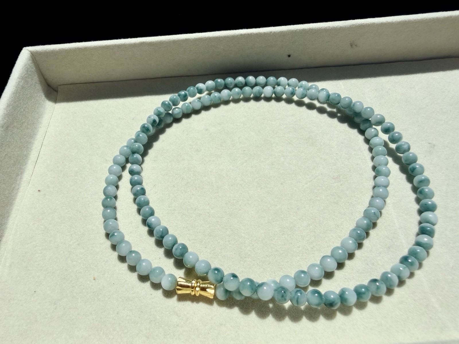 Burma jadeite necklace 4.7m blue Sky White Cloud type A Burmese Jade 翡翠蓝天白云