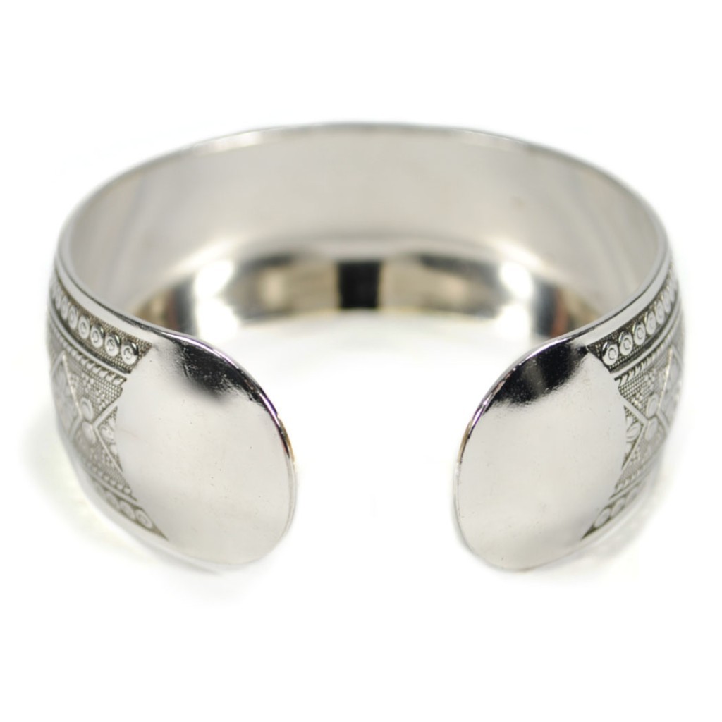 TRIBAL METAL CUFF Bangle Bracelet Tibetan Nepal Gypsy Style Silver Tone Jewelry