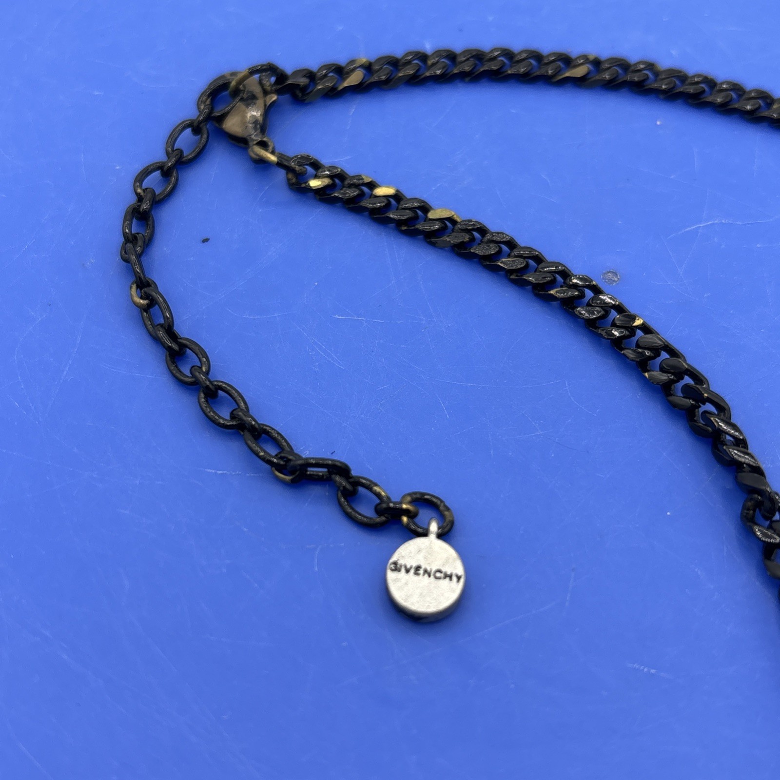 Givenchy Black Layered Chain Charm Necklace 26” Key Horseshoe Arrow Star Y2K