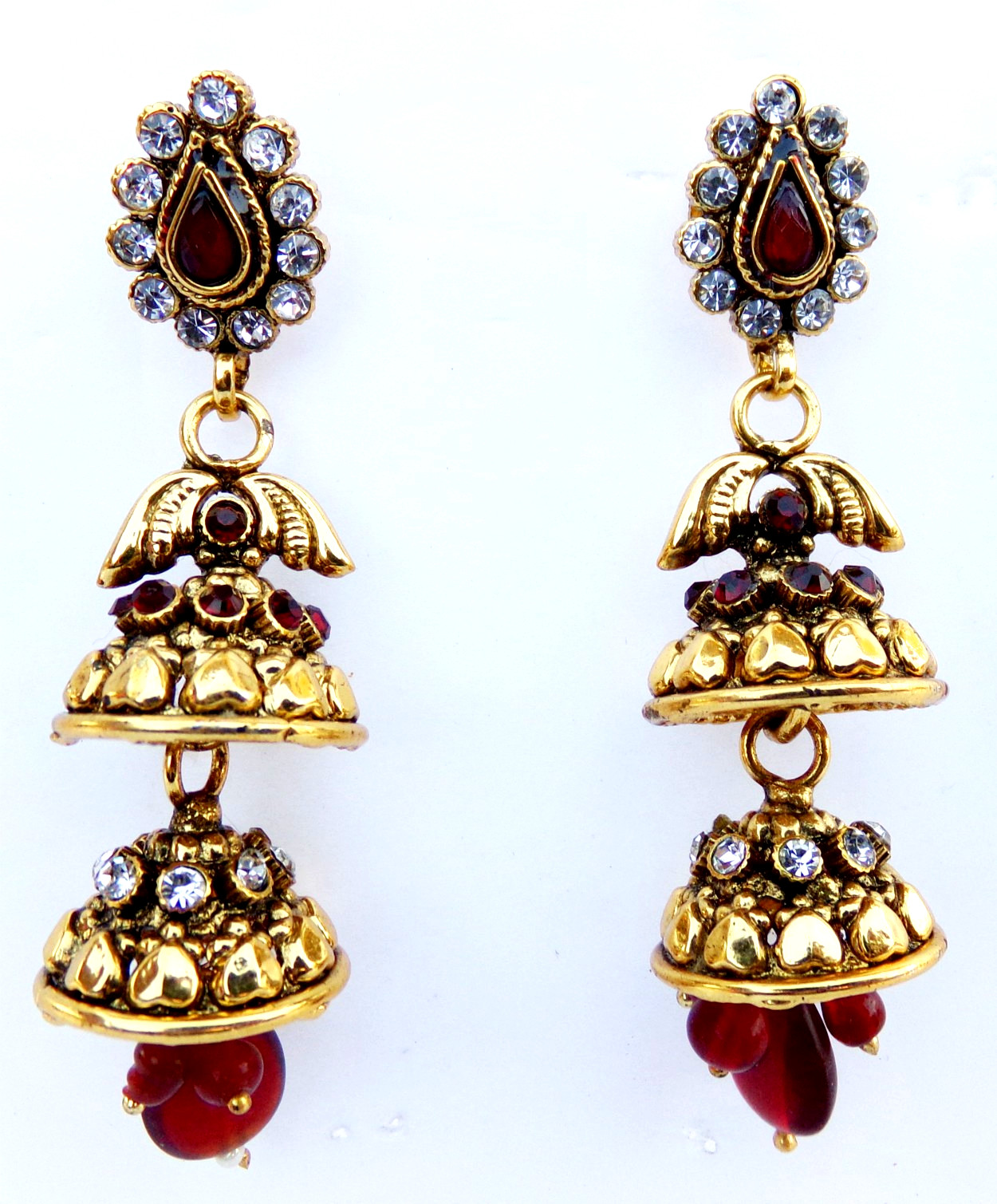 Indian Traditional Gold Plated Kundan Jhumka Pearl Earrings for Girls and Women