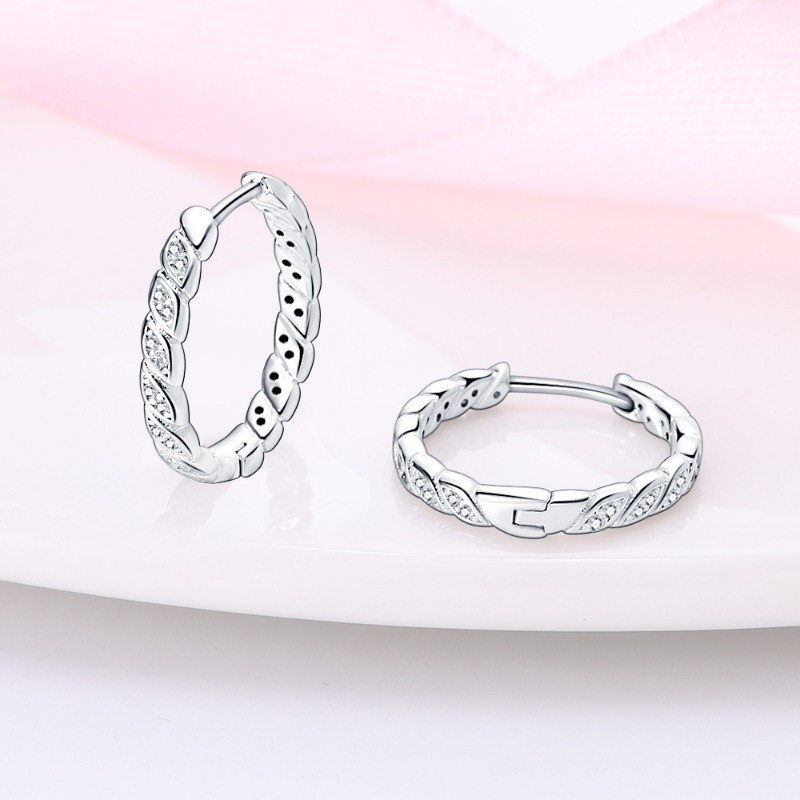 PANDACH 925 Sterling Silver 17MM Hoop Earrings AAA CZ For Women Jewelry Gifts