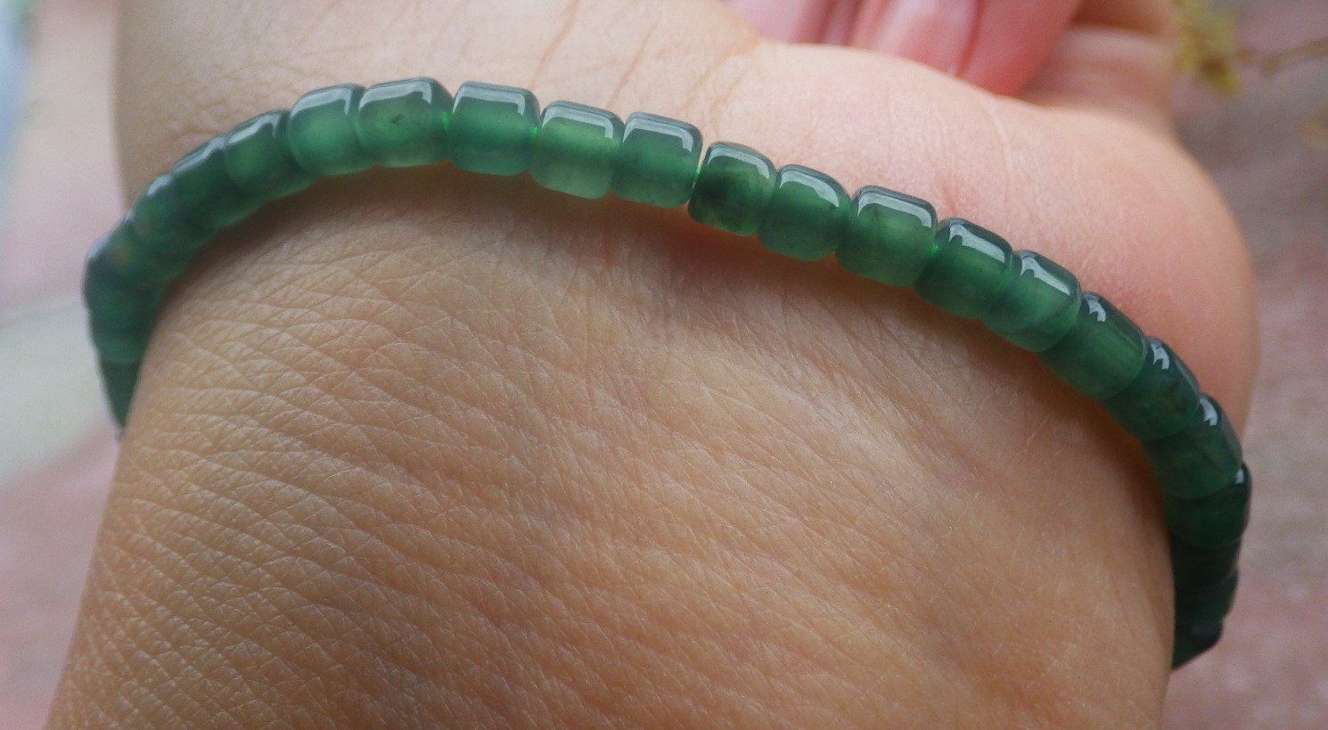 1 Pcs Icy Green 100% A JADE Jadeite Bead Beads Bangle Bracelet 6 inches 734712