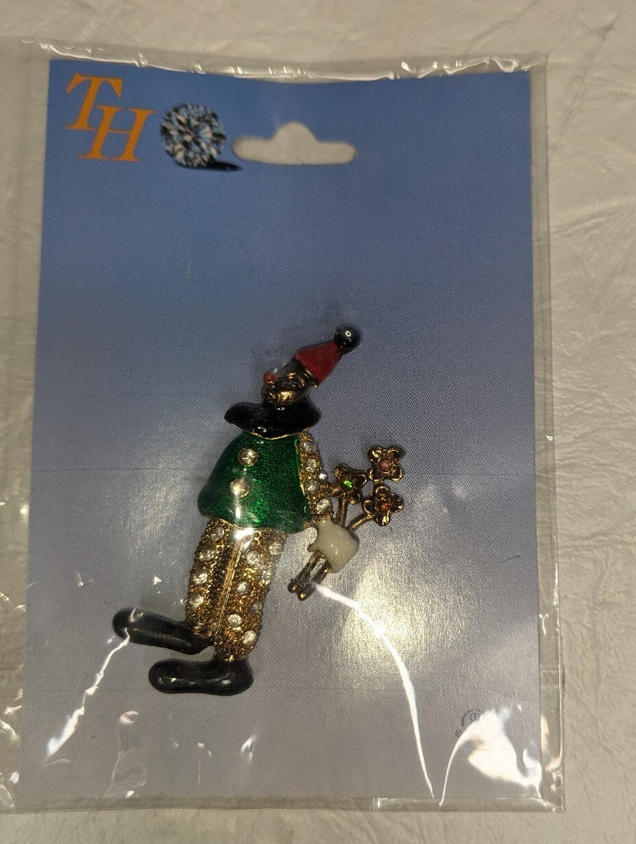 Lot of Two BEAUTIFUL VINTAGE CLOWN CIRCUS BROOCH BROCHE BROUCH COLLECTIBLE