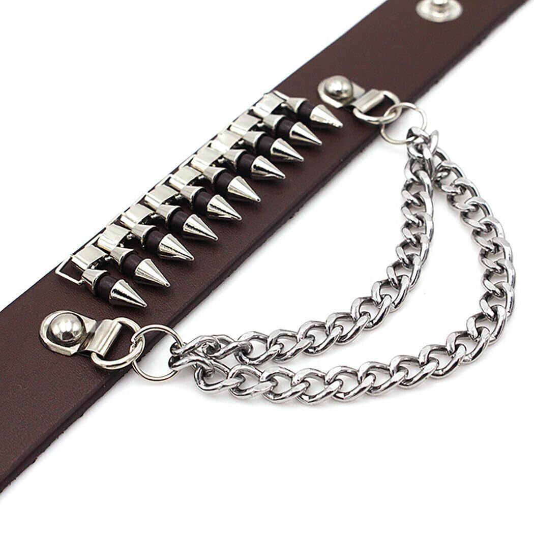 Punk Alloy Rivet Bracelet Bullet Wristband Chain Leather Cuff Bracelet Best Gift