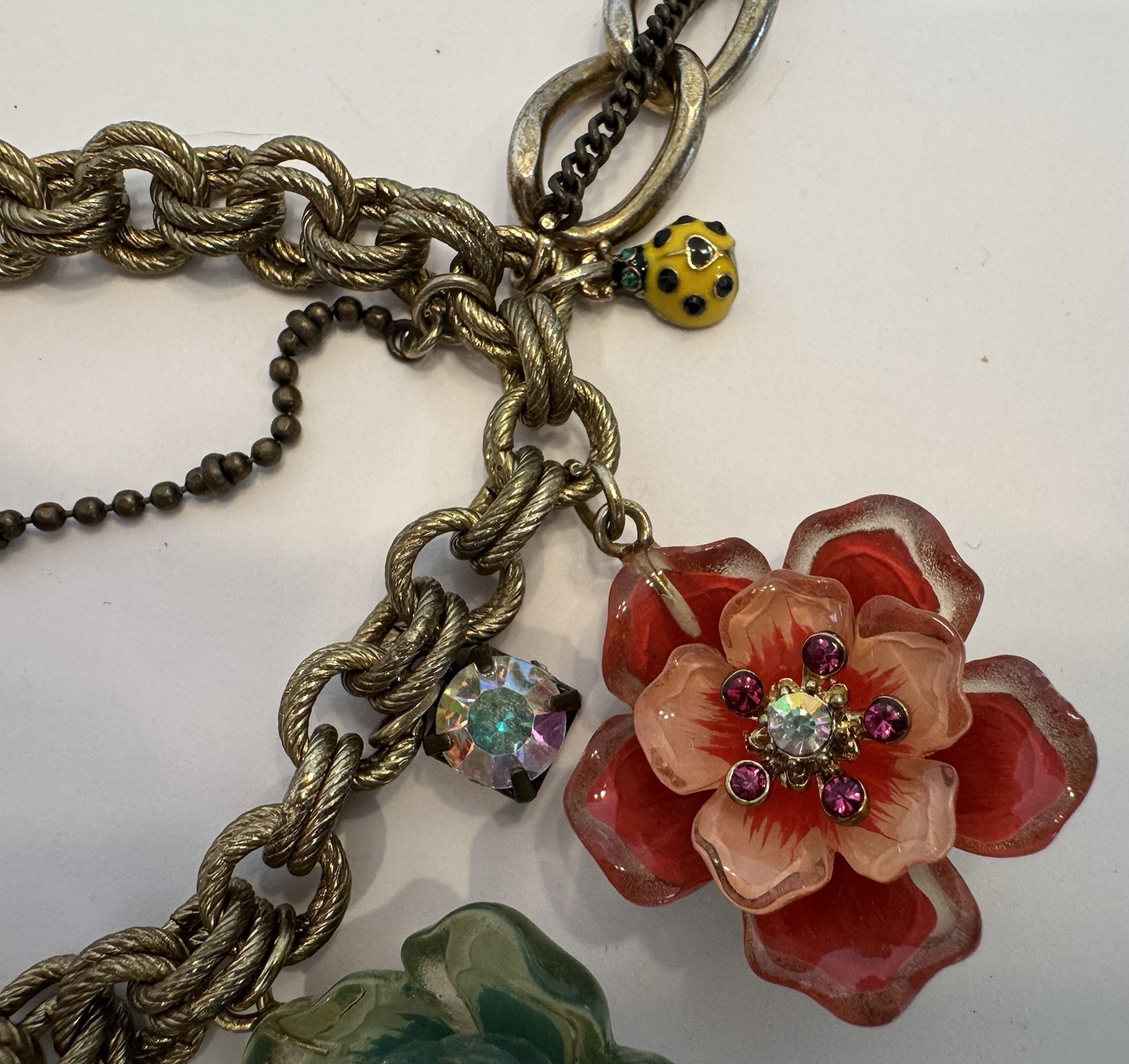 Betsey Johnson 19″ Mixed Metals/Materials Flower Garden Necklace