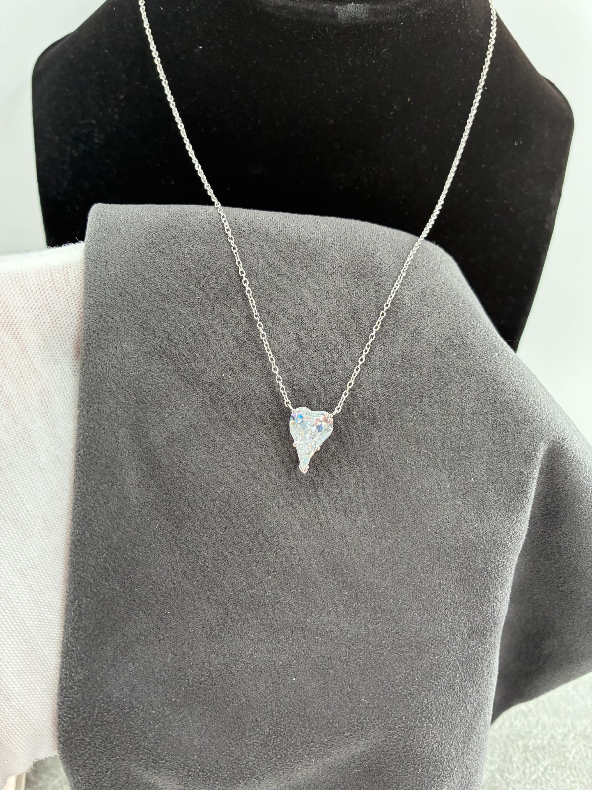 Diamonique Jennifer Miller Heart Charm Pendant Necklace Sterling 925 Rare Model