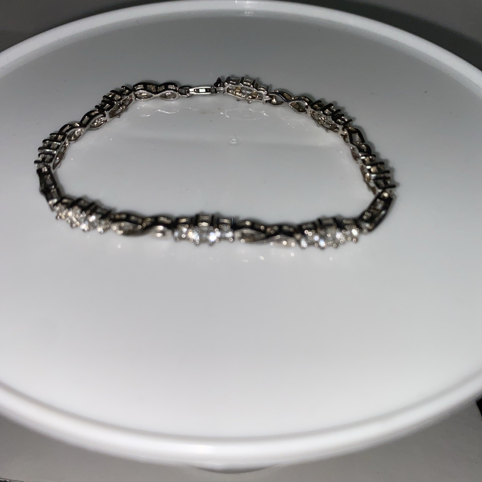 Kay Infinity Bracelet Lab-Created White Sapphires Sterling Silver 7 1/2in
