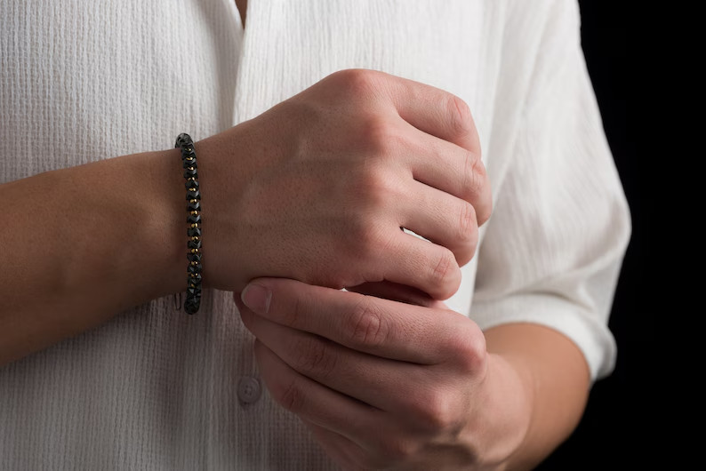 High Quality Black Hematite Stone Bracelet Healing Men Career Success Abundance