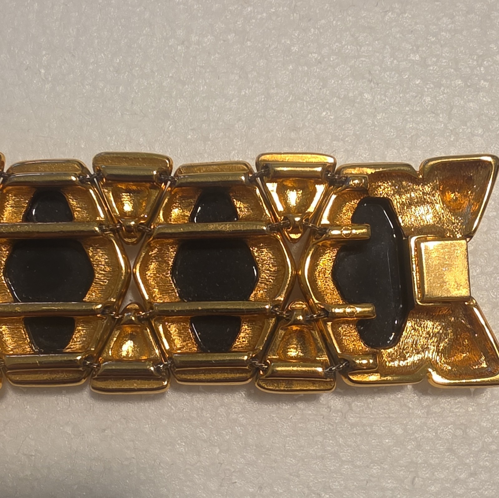 Gold & Black Hexagon Link Bracelet