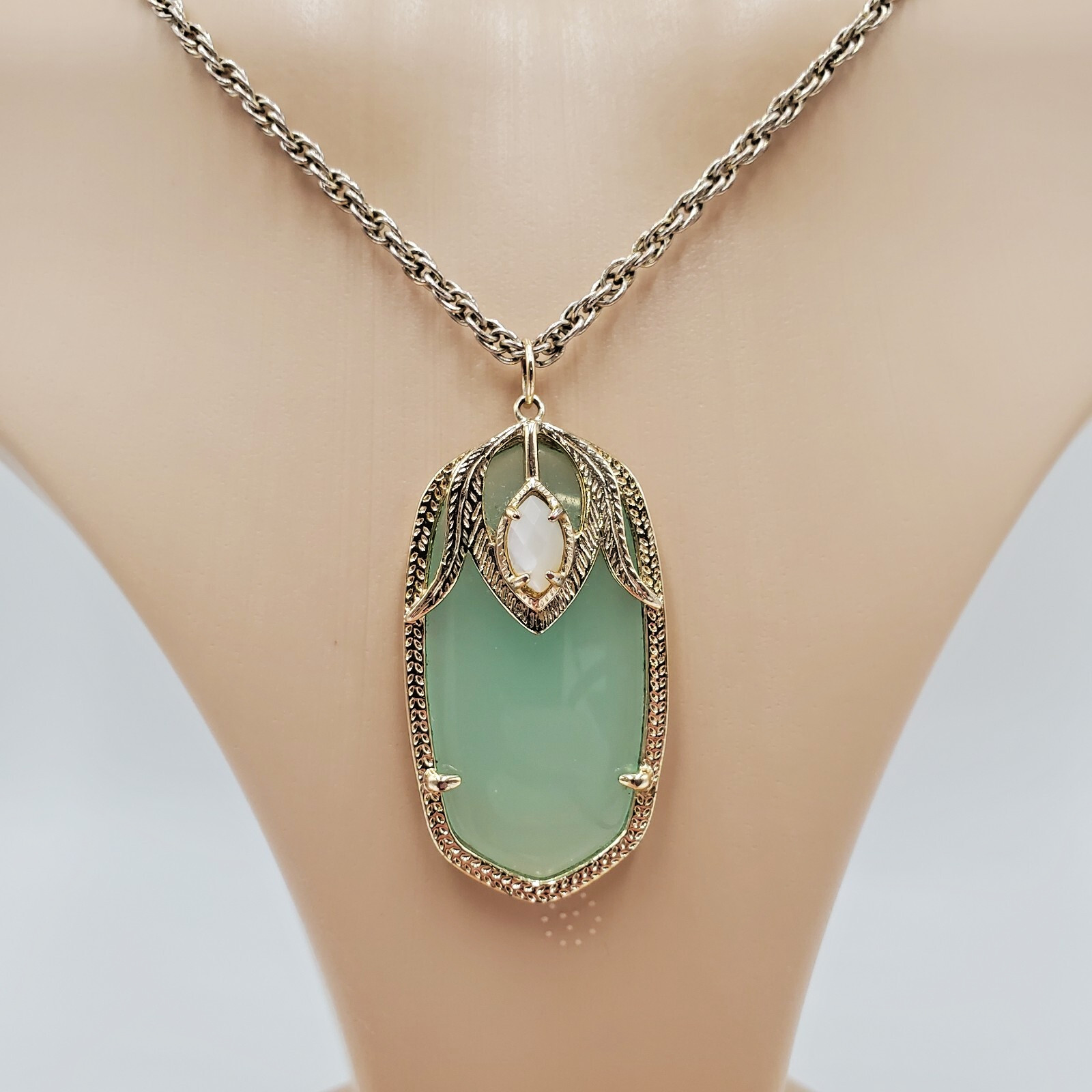 Kendrea Scott Necklace 30in Gold Tone Mint Green Chalcedony Roxanne Darby Rae