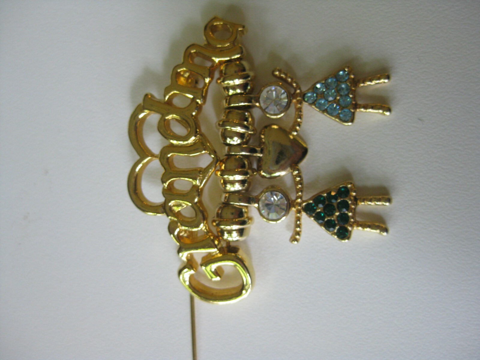Grandma Brooch Granddaughter Birthstone Heart Charm March Aquamarine May Emerald
