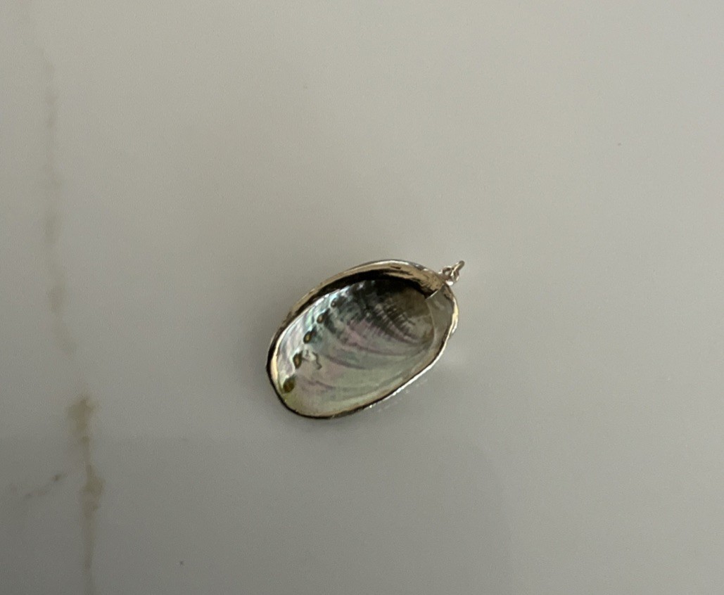 Oval Green Shell Bezel Pendant Charm Drop,
