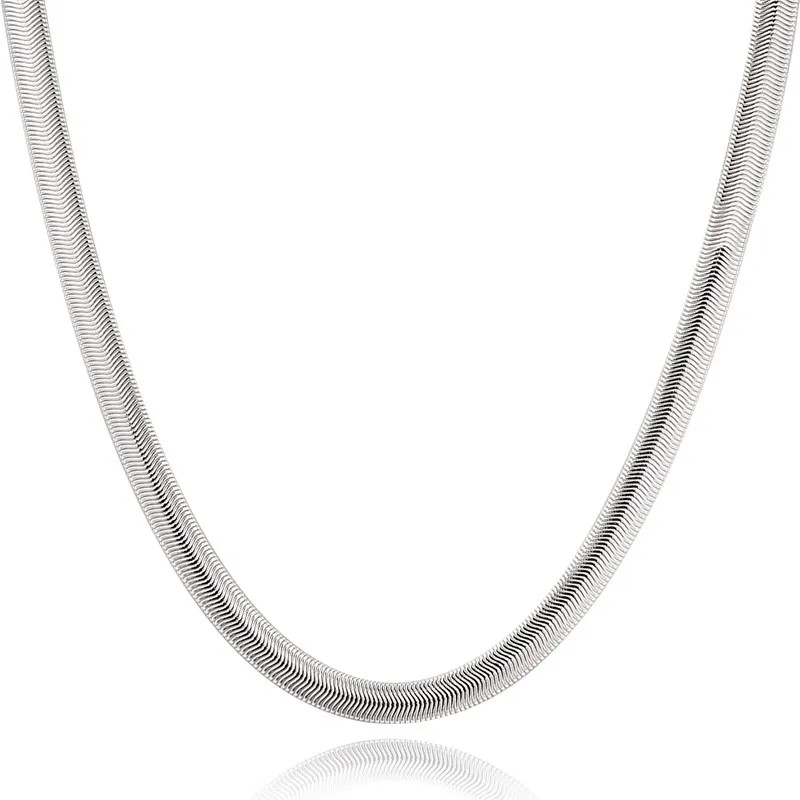 DOTEFFIL 925 Sterling Silver 16/18/20/22/24 Inch 6mm Flat Snake Chain