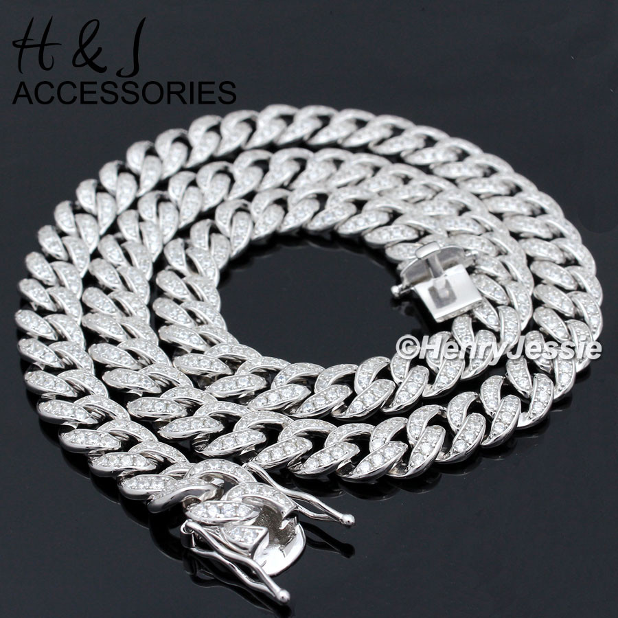 MEN 925 STERLING SILVER 18″-30″X8MM ICY CZ MIAMI CUBAN CURB CHAIN NECKLACE*SN11