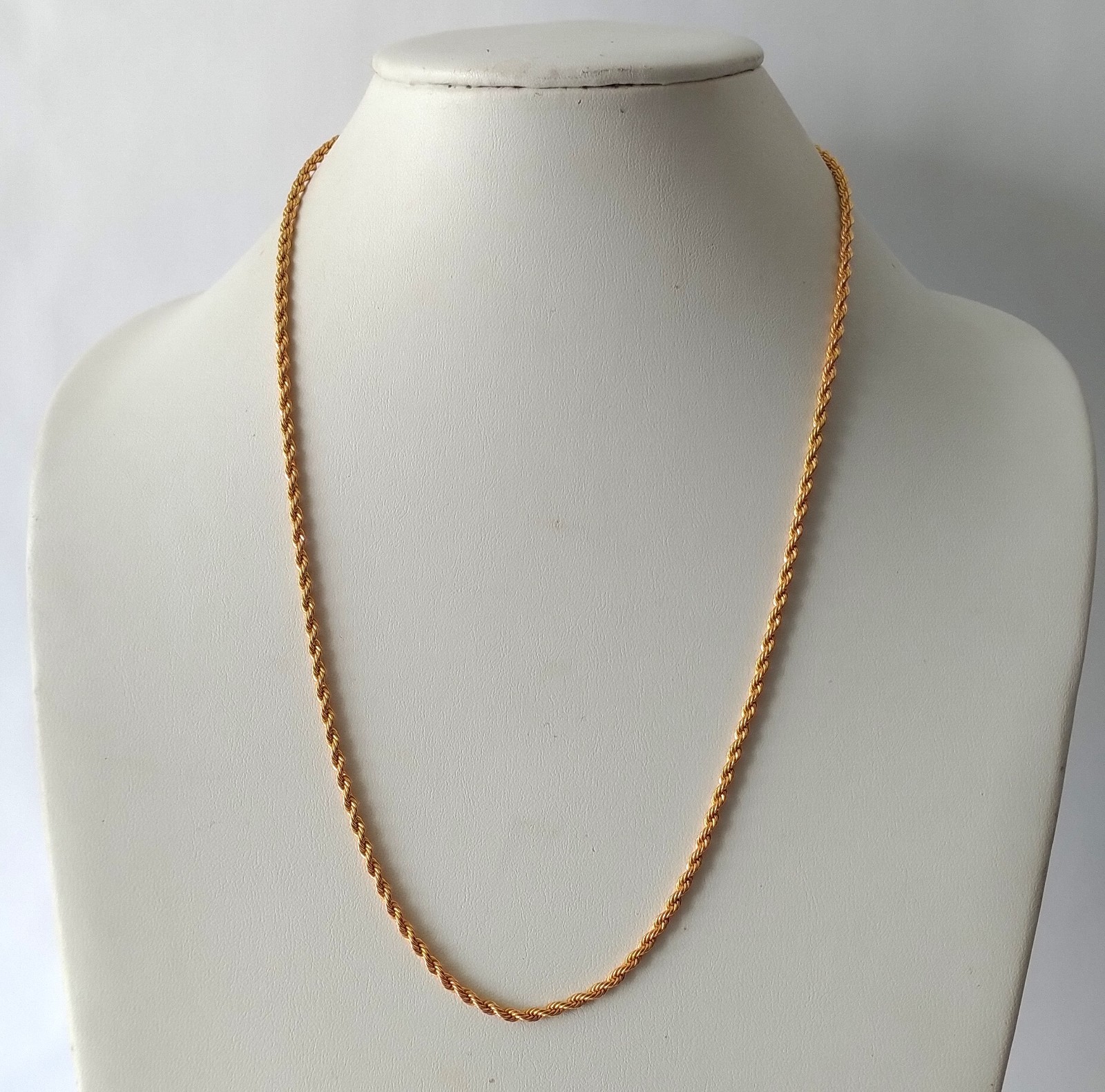 Signed Xuping Gold Plated Rope Chain Necklace 22 Inch Twisted Link Men Women