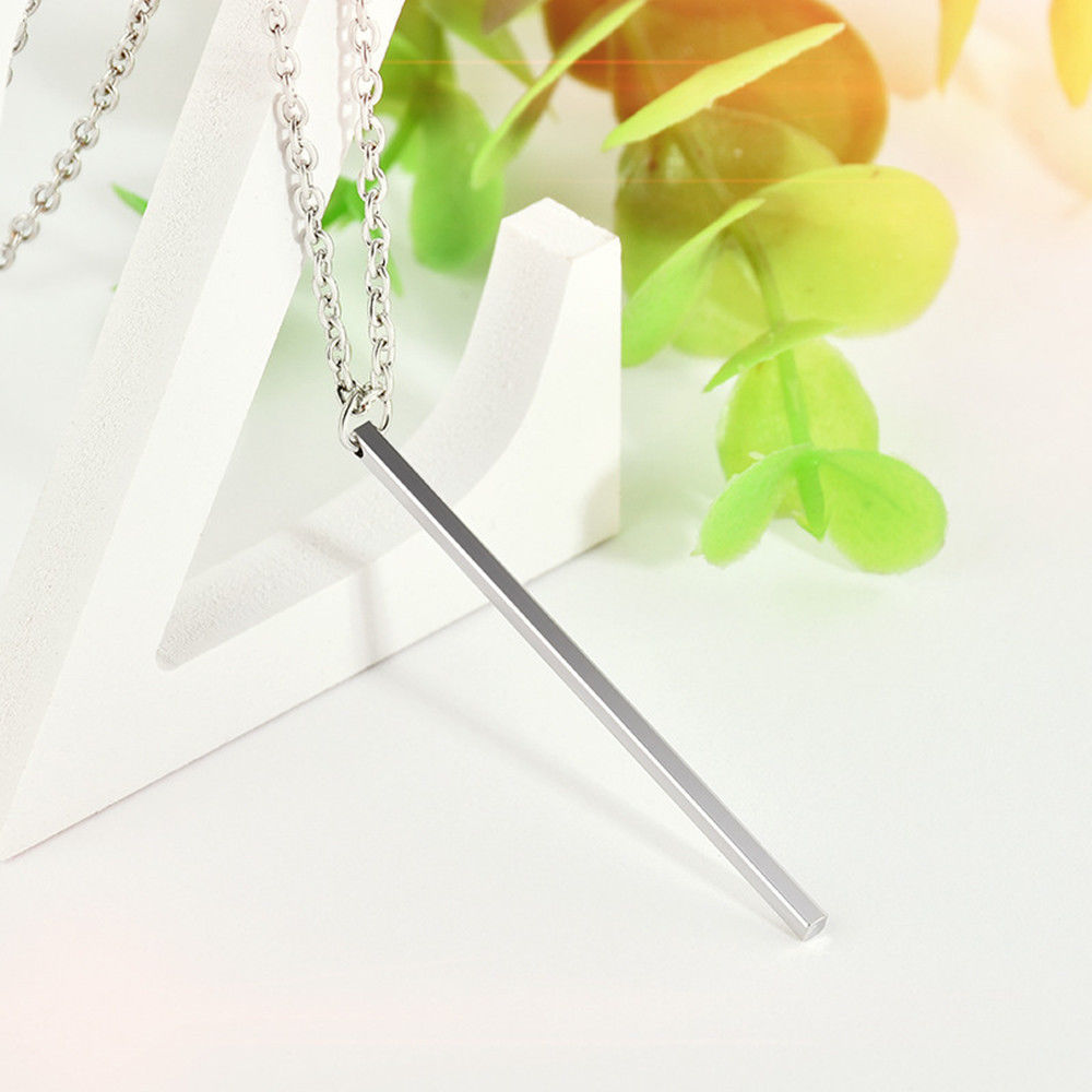 Fashion Jewelry Gold Silver Color Long Bar Chain Pendant Necklace 46-10