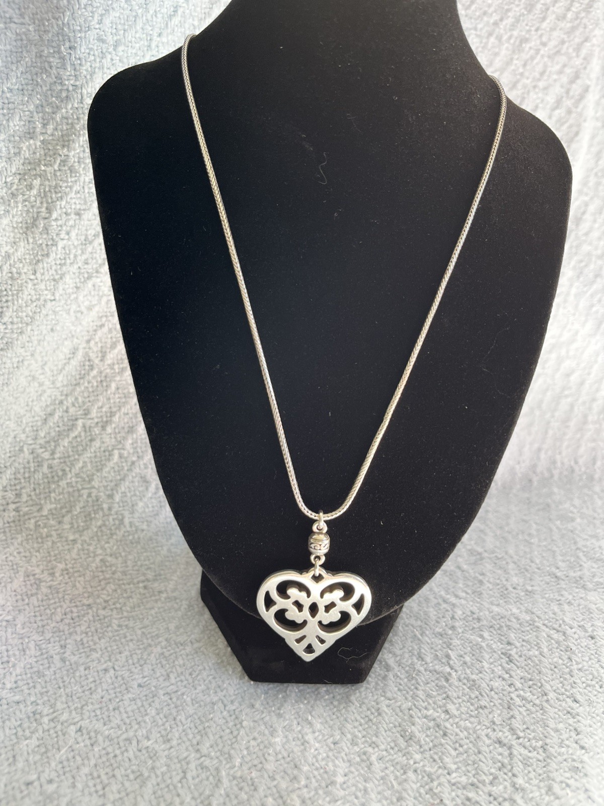 Brighton Openwork Heart Pendant Necklace Geneva Collection Silver Tone 18″