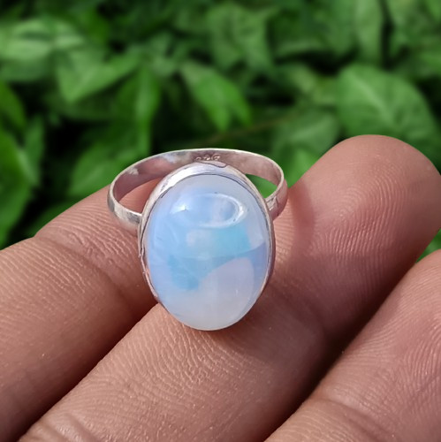 Milky Glowing Opalite Gemstone Ring 925 Sterling Silver Plated Jewelry US SZ 7″