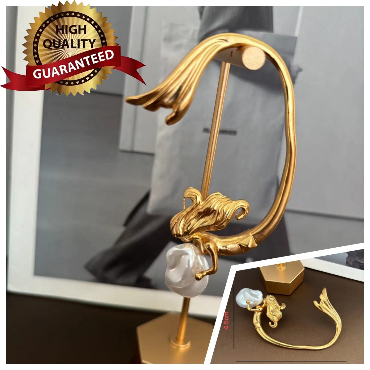 🎁AUTHENTIC Super High Quality Schiaparelli Baroque Pearl Gold Mermaid Earrings