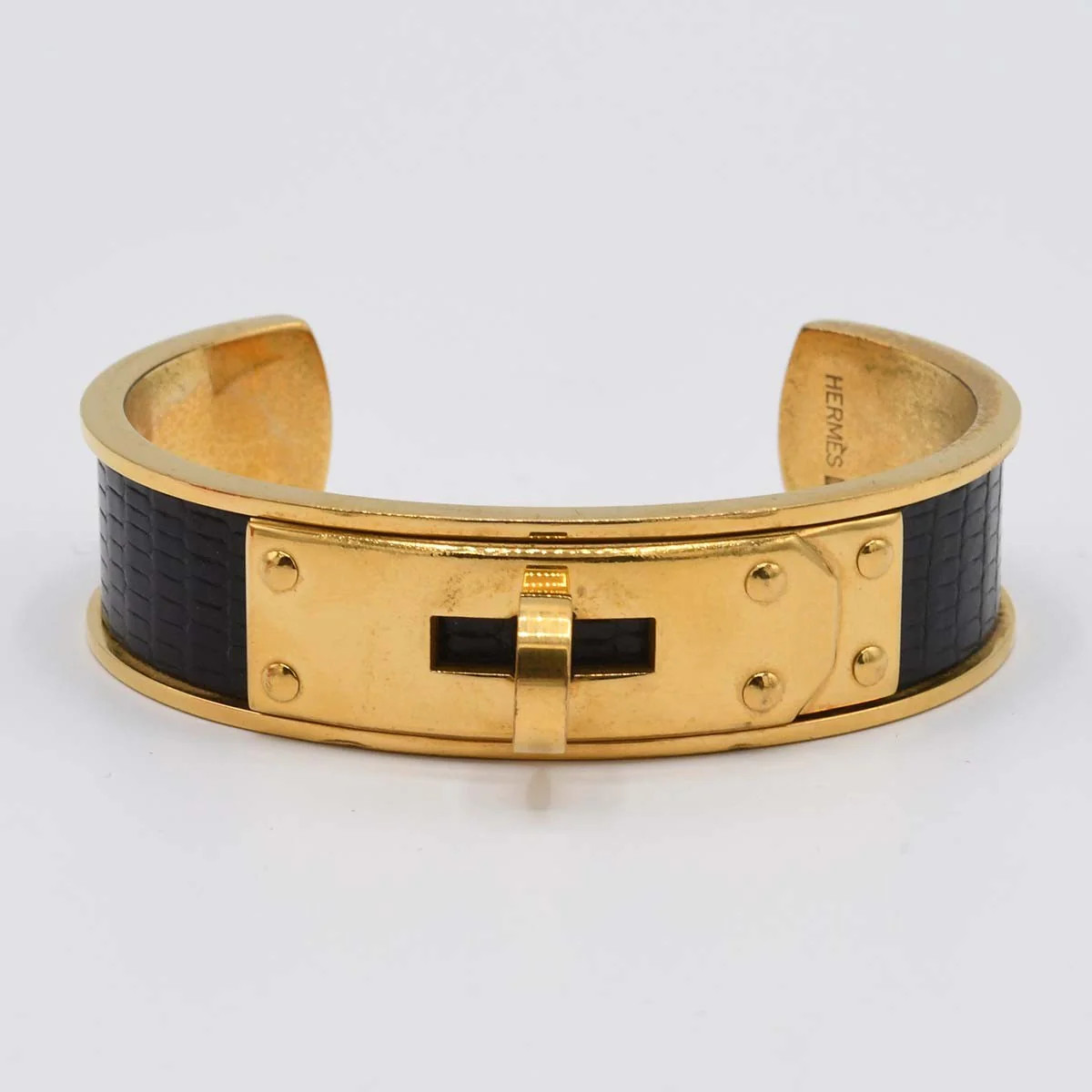 Hermes Bangle Kelly Black Gold Color Accessory Box H6333 Used