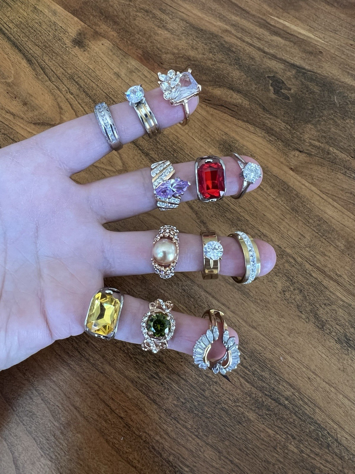 Beautiful set of rings in various colors and stones
